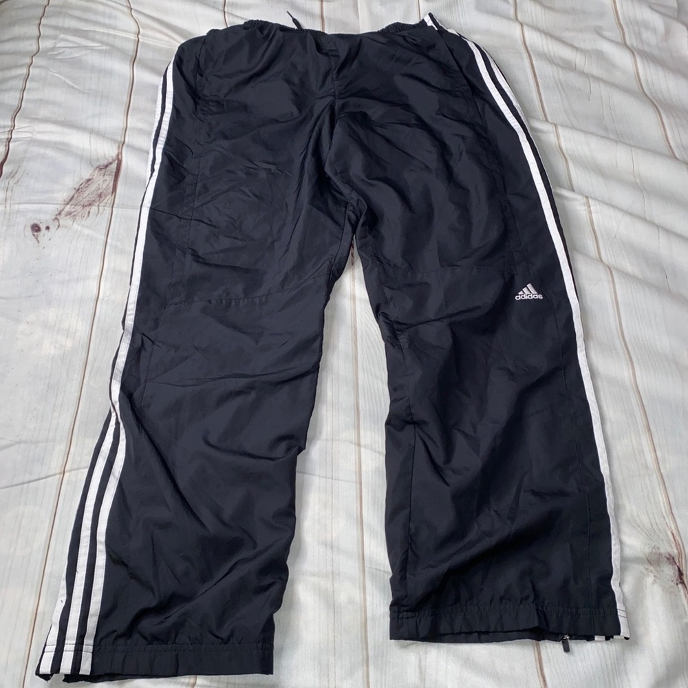 Adidas Size Medium Black/White Windbreaker Pants